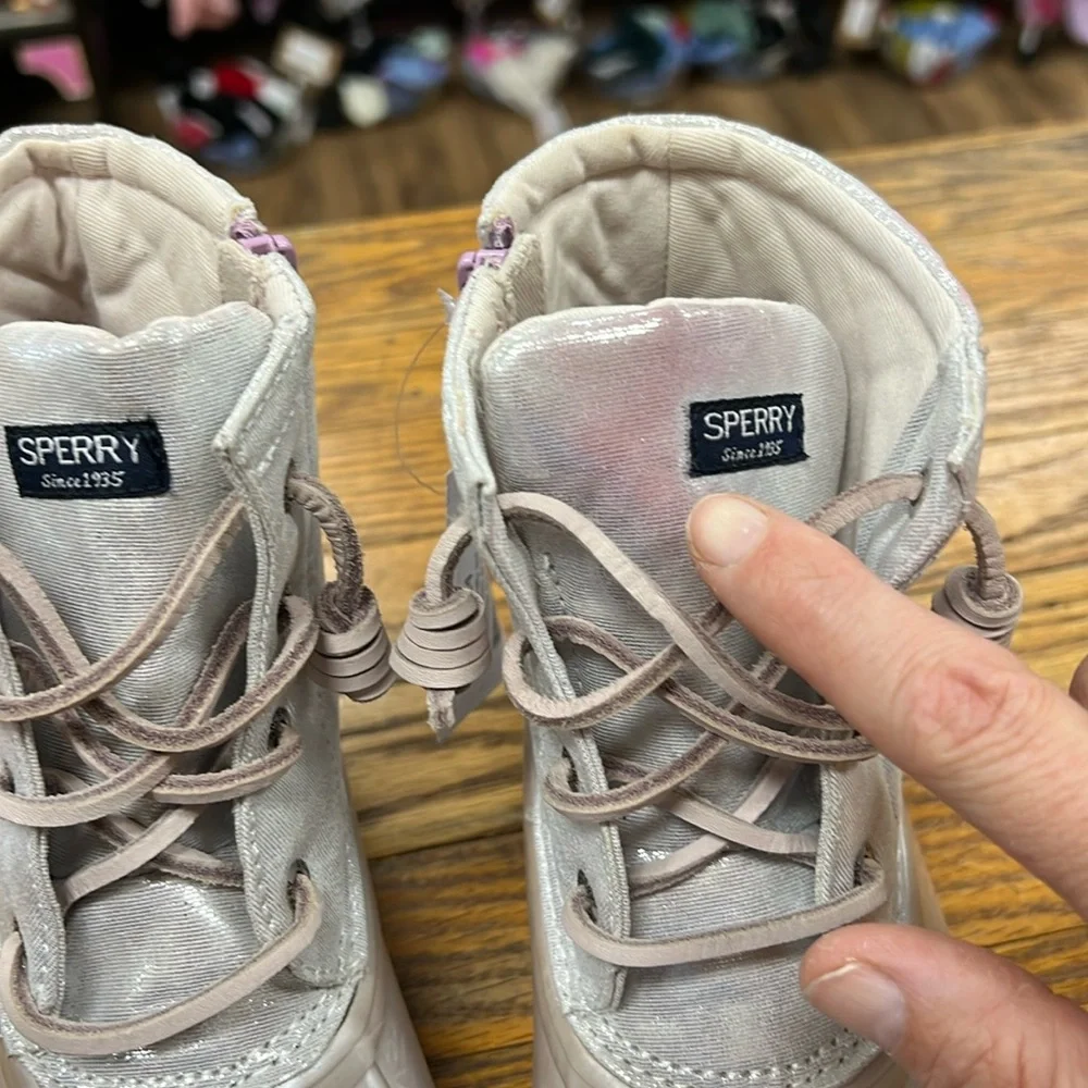 SPERRY | Saltwater rain/snow duck boots metallic dusty lilac shimmer
